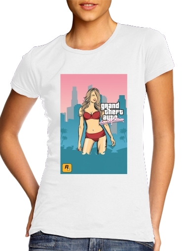 T-Shirt Manche courte cold rond femme GTA collection: Bikini Girl Miami Beach