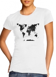 T-Shirt Manche courte cold rond femme mappemonde planisphère