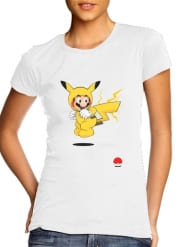 T-Shirt Manche courte cold rond femme Mario mashup Pikachu Impact-hoo!