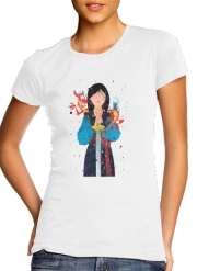 T-Shirt Manche courte cold rond femme Mulan Princess Watercolor Decor