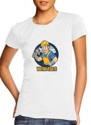 T-Shirt Manche courte cold rond femme Logo peintre - Artisan bâtiment avec texte personnalisable