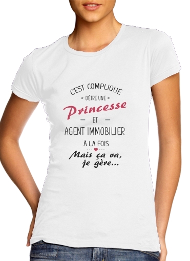 T-Shirt Manche courte cold rond femme Princesse et agent immobilier