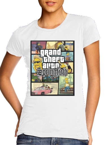 T-Shirt Manche courte cold rond femme Simpsons Springfield Feat GTA