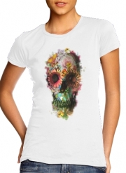 T-Shirt Manche courte cold rond femme Skull Flowers Gardening