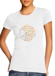 T-Shirt Manche courte cold rond femme Sleeping cats seamless pattern