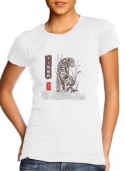 T-Shirt Manche courte cold rond femme Tiger Japan Watercolor Art