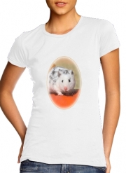 T-Shirt Manche courte cold rond femme Hamster dalmatien blanc tacheté de noir