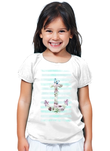 T-Shirt Fille Floral Anchor in mint