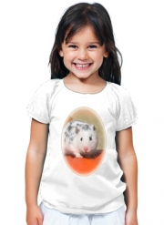 T-Shirt Fille Hamster dalmatien blanc tacheté de noir
