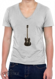 T-Shirt homme Col V AcDc Guitare Gibson Angus