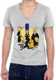 T-Shirt homme Col V Famille Adams x Simpsons