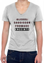 T-Shirt homme Col V Alcool Saucisson Fromage Enceinte