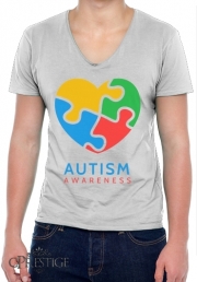 T-Shirt homme Col V Autisme Awareness
