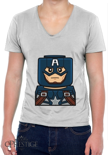 T-Shirt homme Col V Bricks Captain America