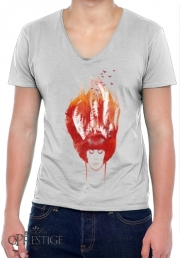 T-Shirt homme Col V Burning Forest