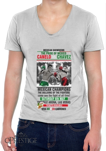 T-Shirt homme Col V Canelo vs Chavez Jr CincodeMayo 