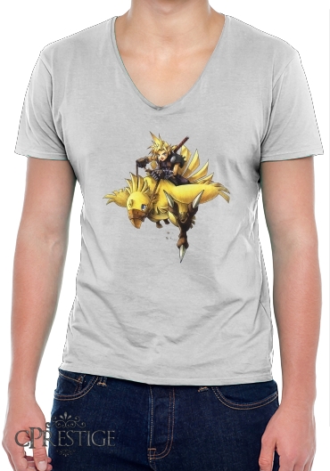 T-Shirt homme Col V Chocobo and Cloud