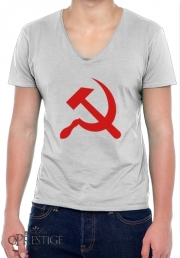 T-Shirt homme Col V Communiste faucille et marteau