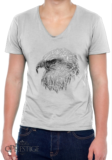 T-Shirt homme Col V cracked Bald eagle 