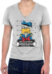 T-Shirt homme Col V Donald Duck Crazy Jail Prison