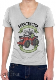T-Shirt homme Col V Tracteur dans la ferme