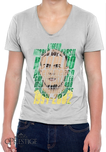 T-Shirt homme Col V Football Legends: Ronaldo R9 Brasil 
