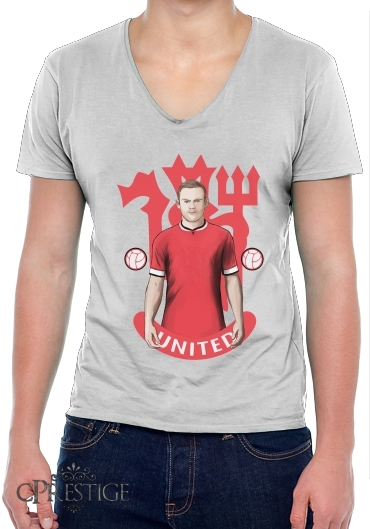 T-Shirt homme Col V Football Stars: Red Devil Rooney ManU
