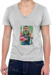 T-Shirt homme Col V Giannis Antetokounmpo grec Freak Bucks basket-ball