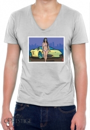 T-Shirt homme Col V GTA collection: Bikini Girl Florida Beach