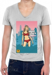 T-Shirt homme Col V GTA collection: Bikini Girl Miami Beach