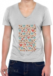 T-Shirt homme Col V Mosaic de coeurs