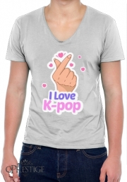T-Shirt homme Col V I love kpop