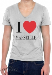 T-Shirt homme Col V I love Marseille