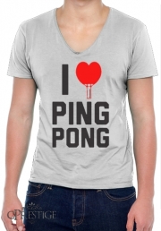 T-Shirt homme Col V I love Ping Pong