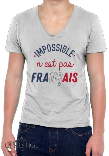 T-Shirt homme Col V Impossible n'est pas Français