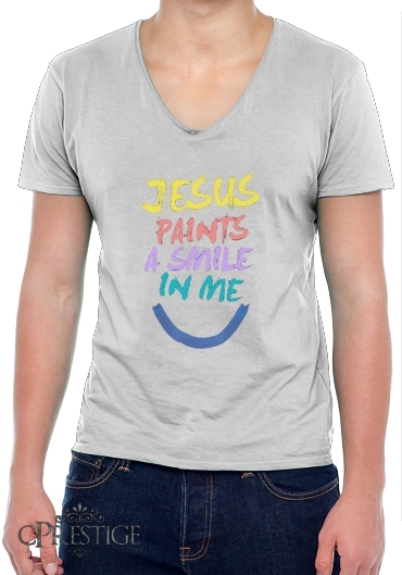 T-Shirt homme Col V Jesus paints a smile in me Bible