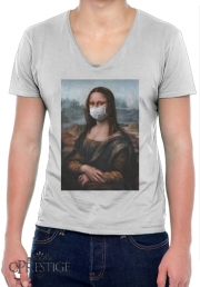 T-Shirt homme Col V Joconde Mona Lisa Masque