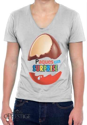T-Shirt homme Col V Joyeuses Paques Inspired by Kinder Surprise