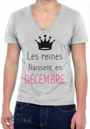 T-Shirt homme Col V Les reines naissent en décembre