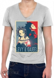 T-Shirt homme Col V Levy et Gajeel Fairy Love