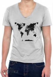 T-Shirt homme Col V mappemonde planisphère