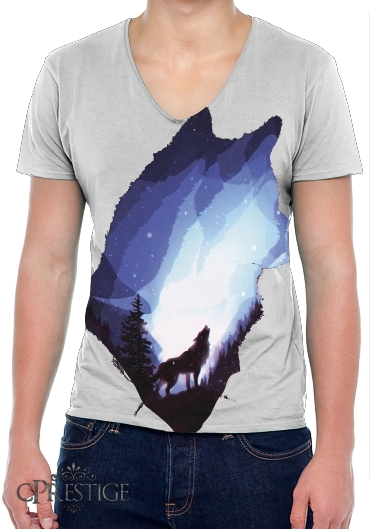 T-Shirt homme Col V Mystic wolf