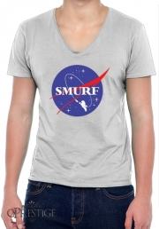 T-Shirt homme Col V Nasa Parodie Smurfs in Space