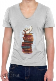 T-Shirt homme Col V Owl and Books