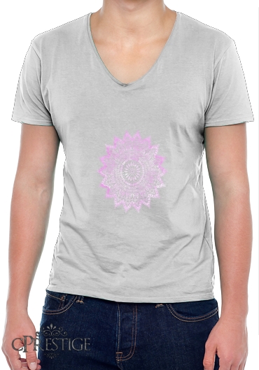 T-Shirt homme Col V Pink Bohemian Boho Mandala