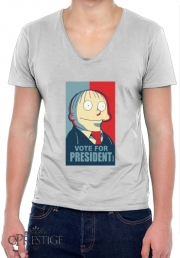 T-Shirt homme Col V ralph wiggum vote for president