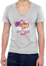 T-Shirt homme Col V Retrowave party nightclub dj neon