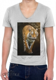 T-Shirt homme Col V Siberian tiger