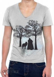 T-Shirt homme Col V Wolf Snow
