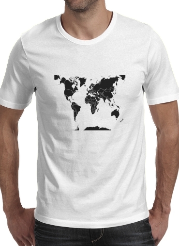 T-Shirt Manche courte cold rond mappemonde planisphère